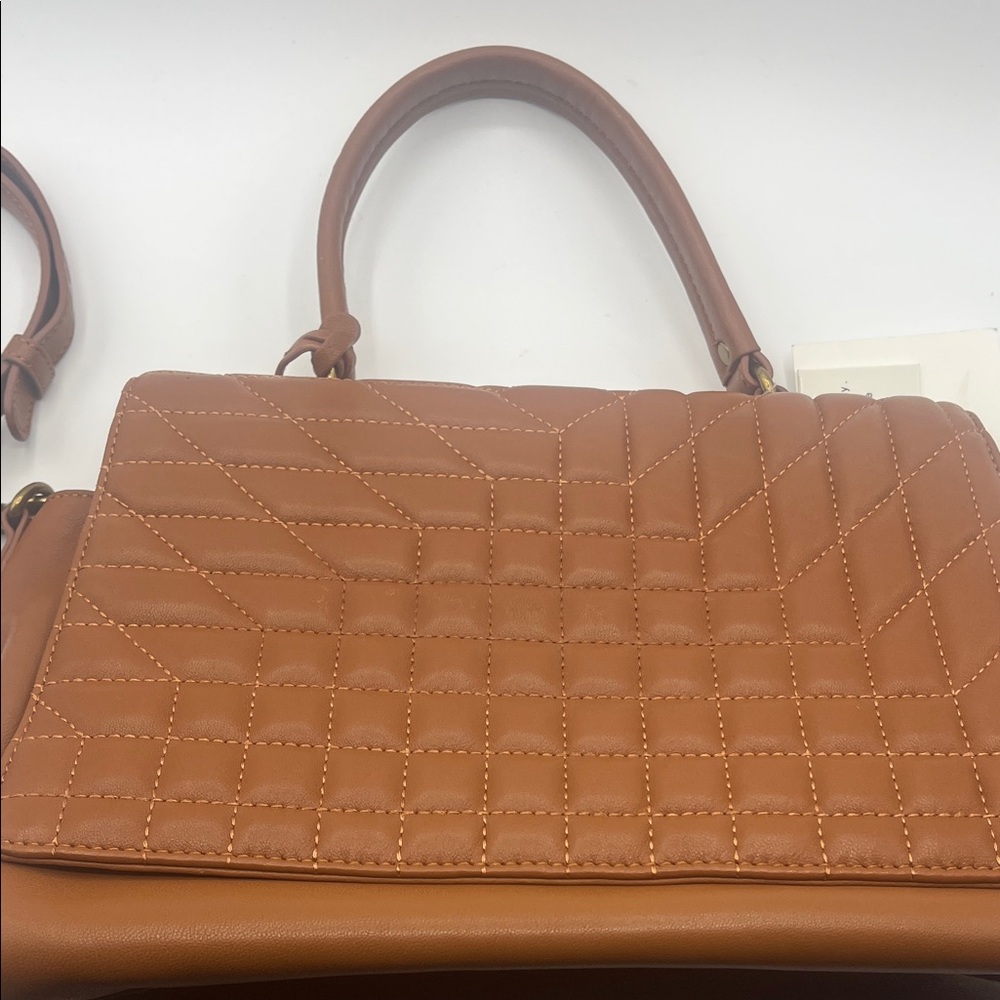 Badgley Mischka Tan Quilted Handbag. NWT